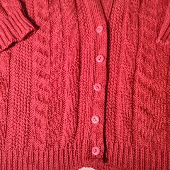 Vintage Across America by Knit Maven Red Button Down Cardigan Sweater Size XL - Picture 2 of 8